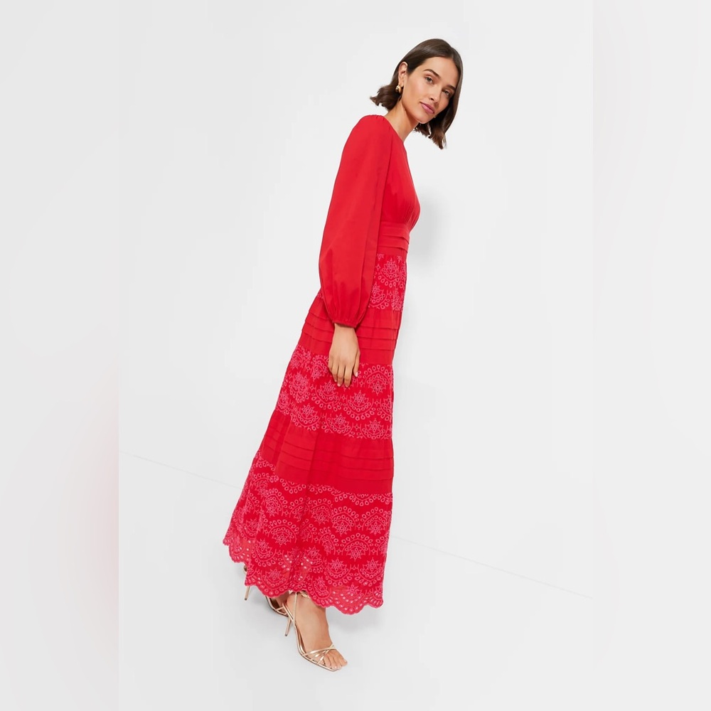 TUCKERNUCK (NWT) POMANDER PLACE - Red Eyelet Lola Maxi Dress in XXS